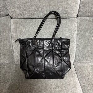 Airoldi Couture Chic Black Quilted Tote Bag